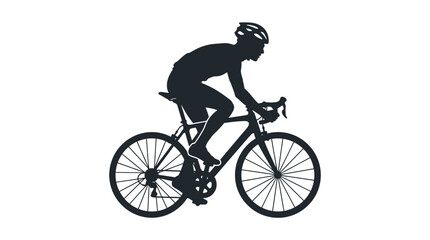 Naklejka premium Silhouette of a Cyclist on White Background - Vector Illustration