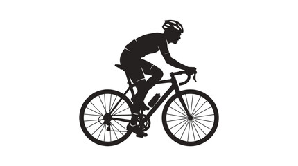 Fototapeta premium Silhouette of Cyclist on Road Bike, Black and White, Isolated