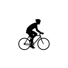 Naklejka premium Silhouette of Cyclist Riding Bike Isolated on White