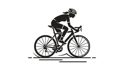 Naklejka premium Silhouette of Female Cyclist on Bicycle, Isolated