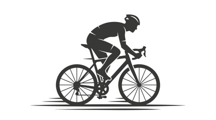 Fototapeta premium Silhouette of Cyclist Riding Bike on White Background