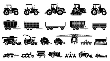 Collection of agricultural vehicles and machinery. © AFK