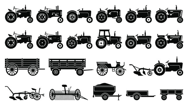 Collection of tractor and trailer silhouettes.