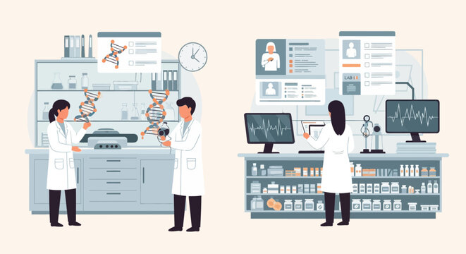 Scientists working in a modern laboratory with advanced equipment.