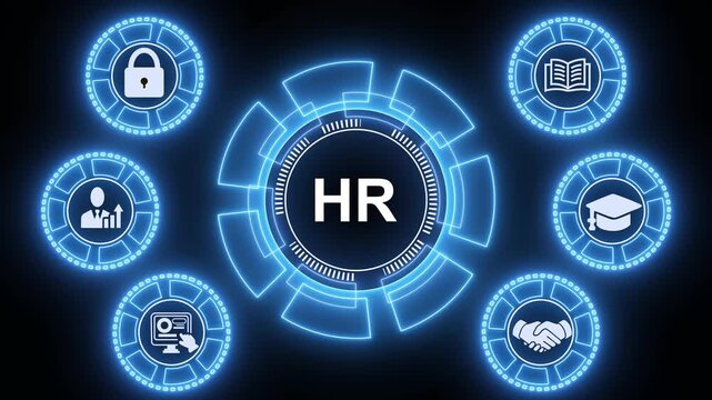 Business, Technology, Internet and network concept. Human Resources HR management ,business insights from large data sets. Animated data analytics banner web icon