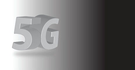 The 5G network symbol stands prominently on a sleek gray gradient background © elfatih