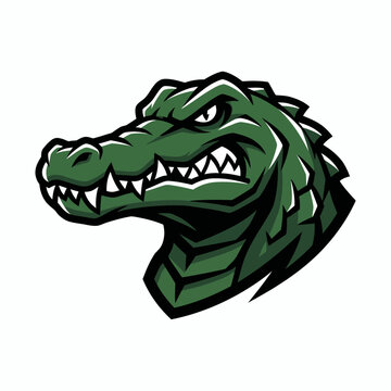 Colored modern fierce green crocodile reptile head profile esports gaming logo vector illustration