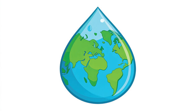 Earth Globe in a Water Drop.