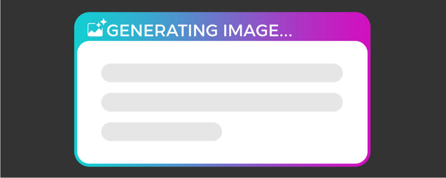 Loading animation with generating image text on screen, ai generation process