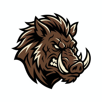 Colored modern fierce wild boar warthog tusk esports gaming logo vector illustration