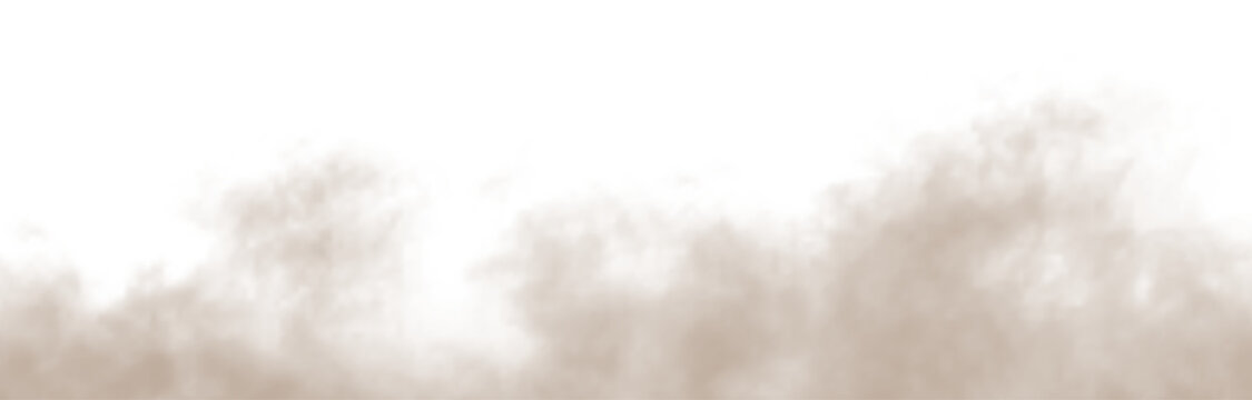 Transparent png of brown dust cloud particles isolated on transparent background with sand smoke effect overlay design elements for compositing and covering soil white sandstorm smog explosion rising