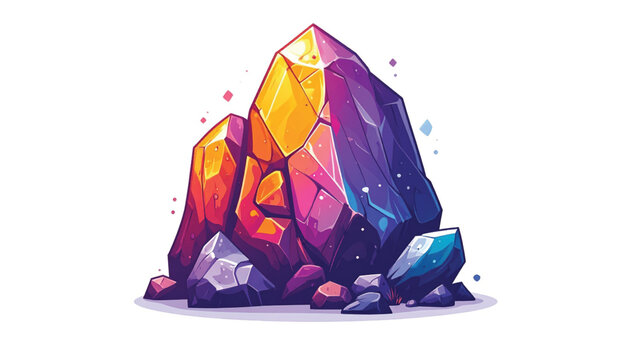 Vibrant colorful crystal rock formation.