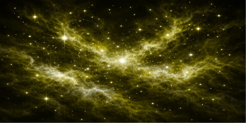 Abstract starry space background with galaxies, nebula and bright stars in a deep dark blue universe sky © Aiman