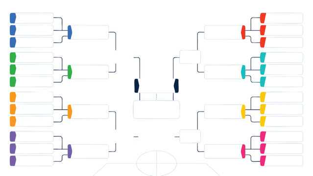 Football Predictor Chart with match prediction bracket template and colorful tournament brackets