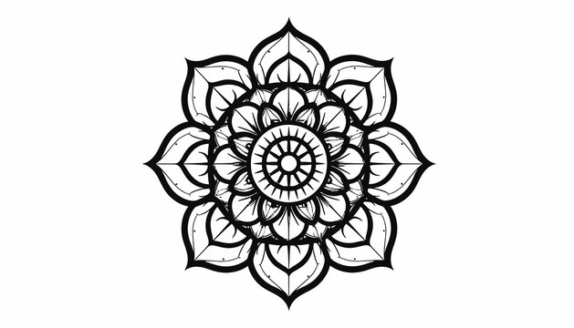 Black and white mandala design symbol.
