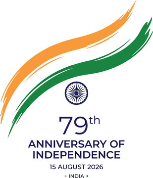 India independence day 79th anniversary graphic with national flag and ashoka chakra
