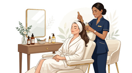 Obraz premium Professional aesthetician performing a rejuvenating facial treatment on a client.