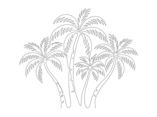Obraz premium Minimalist Line Art Palm Trees Illustration, Tropical Summer Design Elements