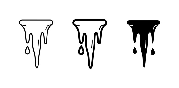 Melting Icicles, Dripping Ice Icons, Winter Freeze Symbols, Cold Weather Graphics