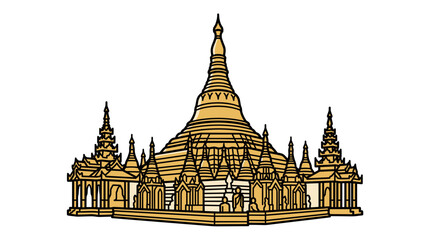 Obraz premium Golden Buddhist Temple Pagoda Architecture Landmark.