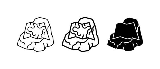 Rock Icons, Stone Vector Graphics, Geology Elements, Natural Forms, Outline and Silhouette © DesignHost