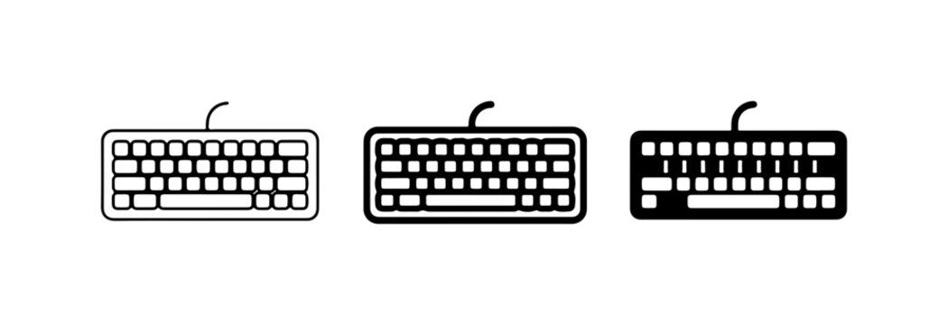 Computer Keyboard Icons, Input Device Vector Set, Technology Interface Symbols