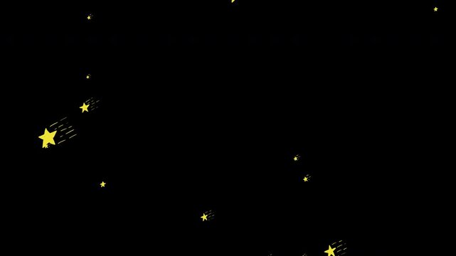 手書きのかわいい流星が流れる、落書きの透過ループ素材
