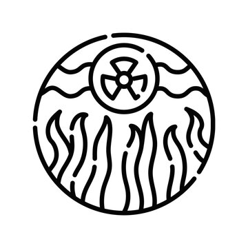 toxic algae bloom color line icon.