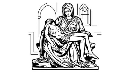 Fototapeta premium Pieta sculpture of Mary holding Jesus Christ 1.