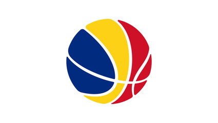 Obraz premium Romania basketball flag, color vector illustration