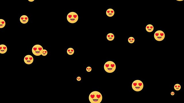 Social Media Live Style Emoji With black Background, Live streaming animated emoji stream reactions social media, Floating smiling emoji animation