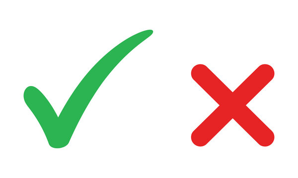 Green check mark and red cross icon set