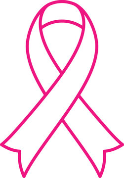 Pink ribbon symbol vector icon line art with black and white, medical icon