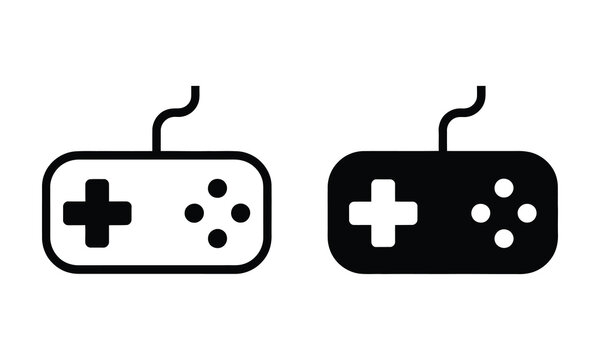 Black and white game controller icons with directional pads