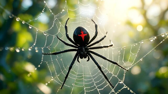 black widow spider in arizona desert usa close up morning light video