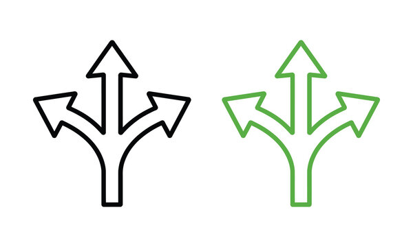 Three upward arrows icon with split paths design