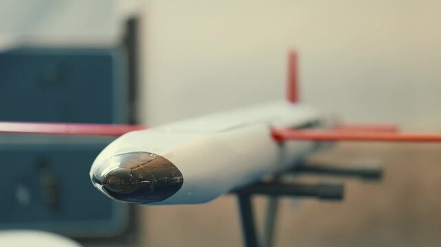 Military missile model showcasing modern weaponry