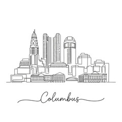 Obraz premium Columbus Ohio Skyline Continuous Line Art Illustration