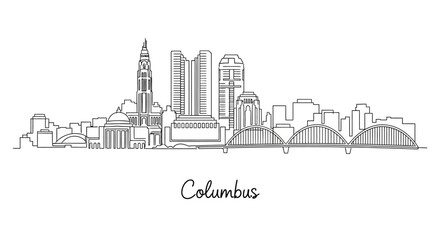 Obraz premium Columbus Ohio Skyline Illustration: Minimalist Cityscape Drawing.