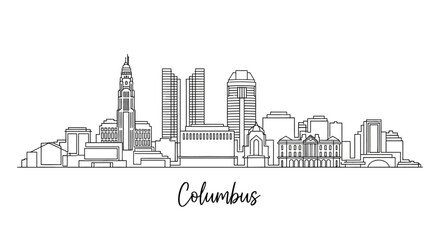 Fototapeta premium Columbus Ohio Skyline Silhouette Abstract Line Art