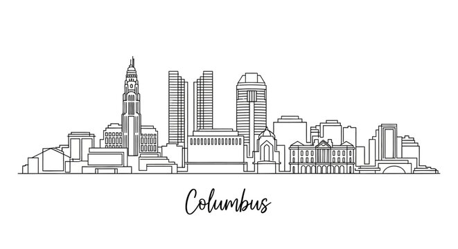 Columbus Ohio Skyline Silhouette Abstract Line Art