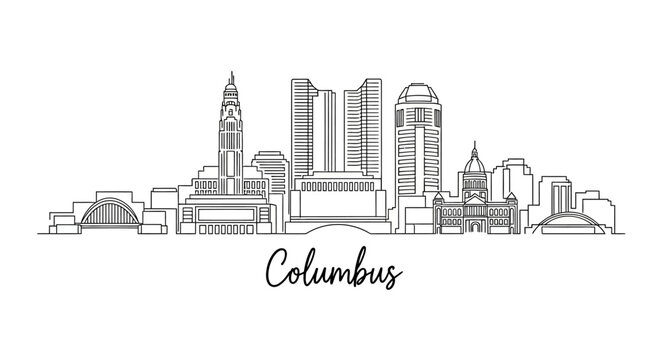 Columbus Ohio Skyline Silhouette Illustration on White Background