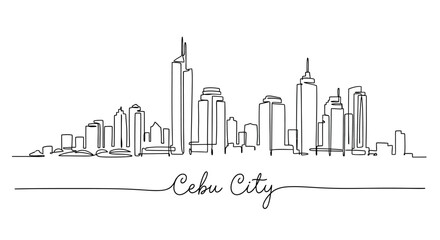Obraz premium Cebu City Skyline Line Drawing - Minimalist Urban Art