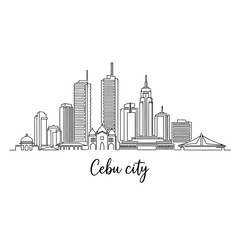 Obraz premium Cebu City Skyline Black and White Illustration