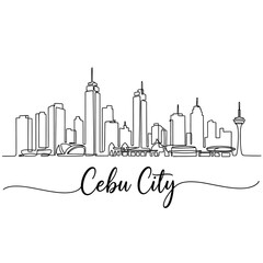 Obraz premium Cebu City Skyline: Continuous Line Art Illustration