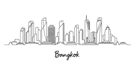 Obraz premium Bangkok City Skyline Line Art Illustration