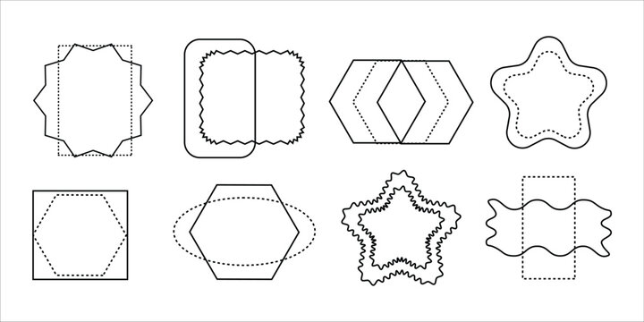 Geometric shapes with irregular and wavy boundaries for design and creative projects