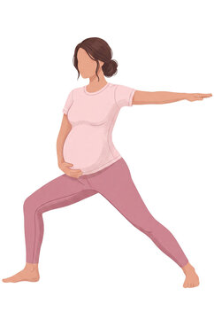 Motherhood illustration of pregnant woman doing yoga