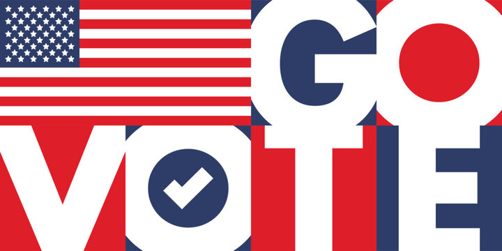 US Midterm Elections 2026. Vote 2026. Vote day. US Election. American flag Patriotic poster. Web banner. Vector illustration