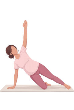 Motherhood illustration of young pregnant woman doing yoga